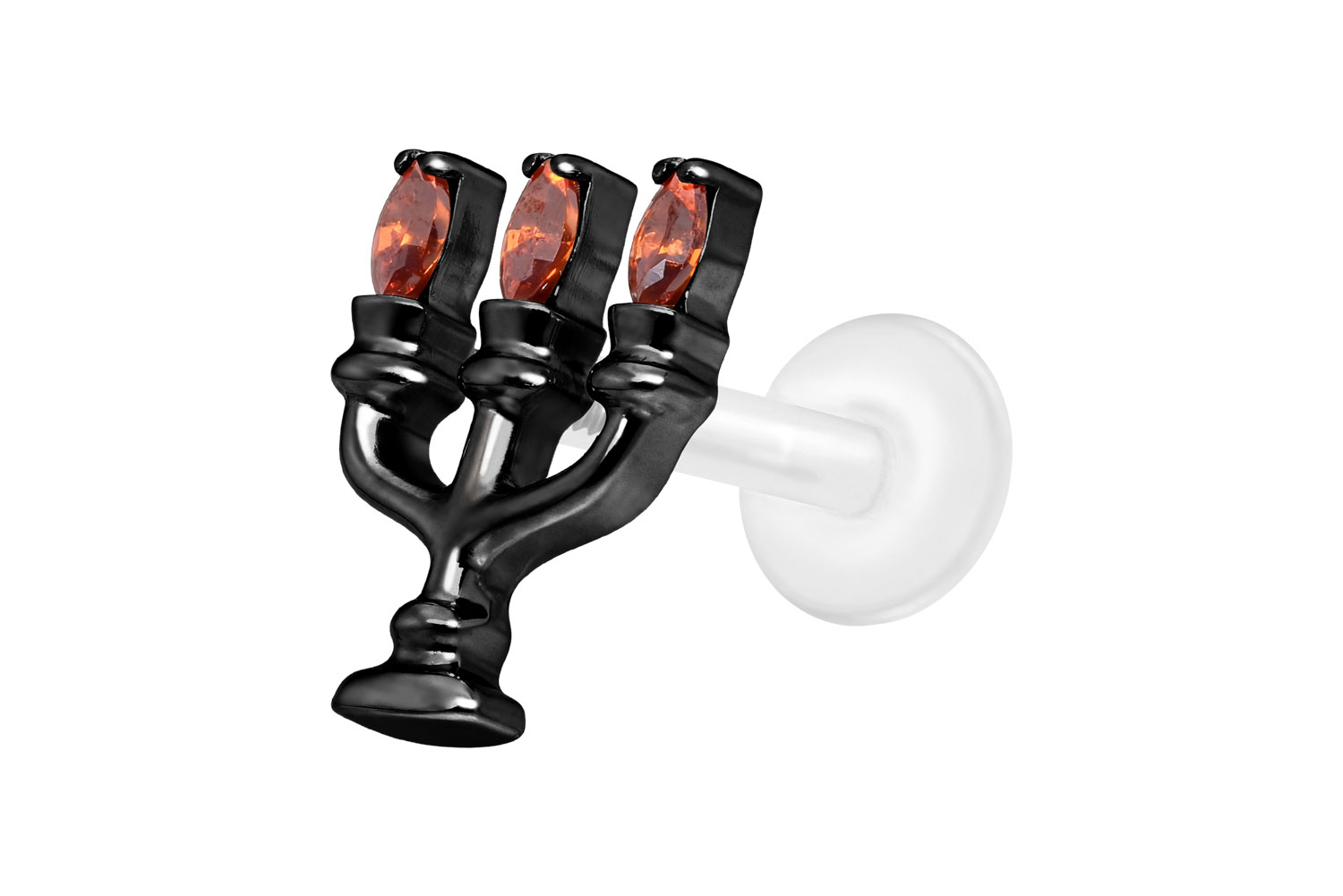 PTFE Labret Piercing mit Innengewinde + Titan-Aufsatz KERZENLEUCHTER